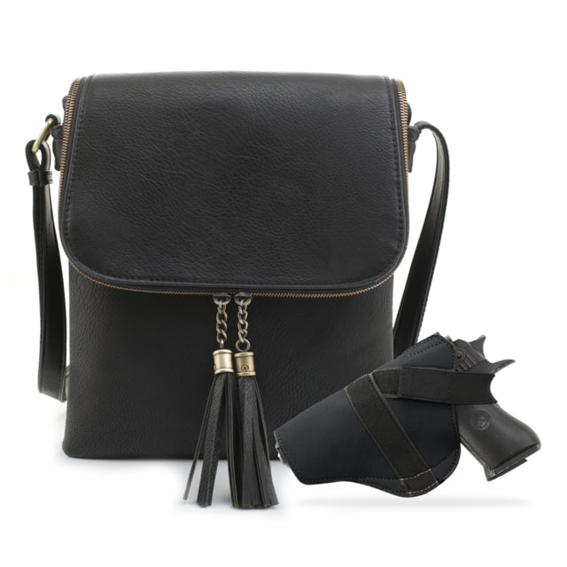 Jessie & James Ella Concealed Carry Lock and Key Crossbody CCW Handbag Black  BK - Jessie & James