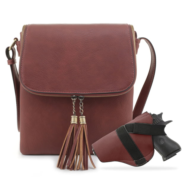 Jessie & James Ella Concealed Carry Lock and Key Crossbody CCW Handbag Chestnut  CH - Jessie & James