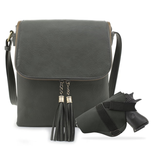 Jessie & James Ella Concealed Carry Lock and Key Crossbody CCW Handbag Dark Green  DGN - Jessie & James