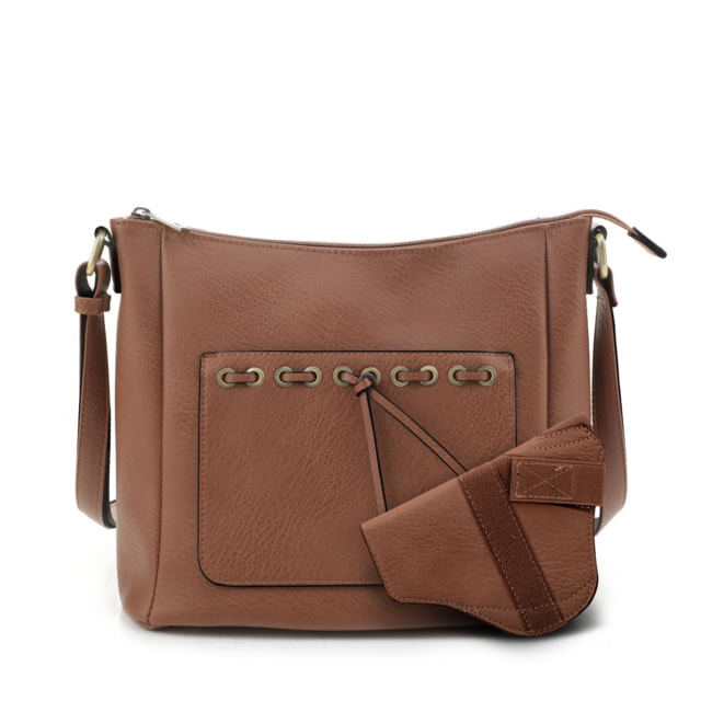 Jessie & James Esther Concealed Carry Lock and Key Crossbody CCW Handbag Brown  BR - Jessie & James