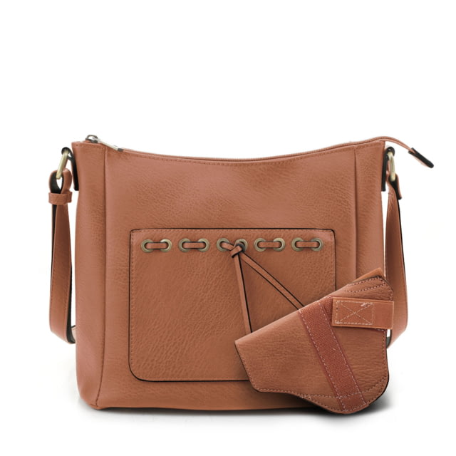 Jessie & James Esther Concealed Carry Lock and Key Crossbody CCW Handbag Tan  TN - Jessie & James