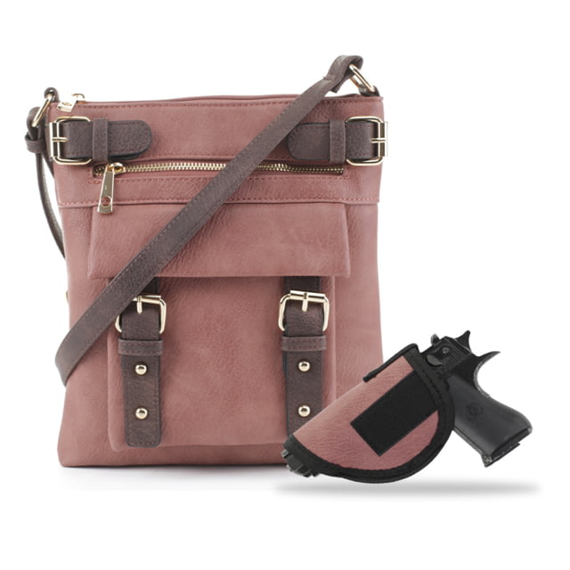 Jessie & James Hannah Concealed Carry Lock and Key Crossbody CCW Handbag Dark Mauve DMV/CF - Jessie & James
