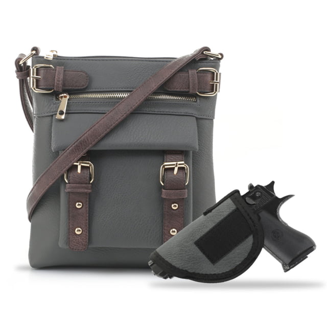Jessie & James Hannah Concealed Carry Lock and Key Crossbody CCW Handbag Gray GY/CF