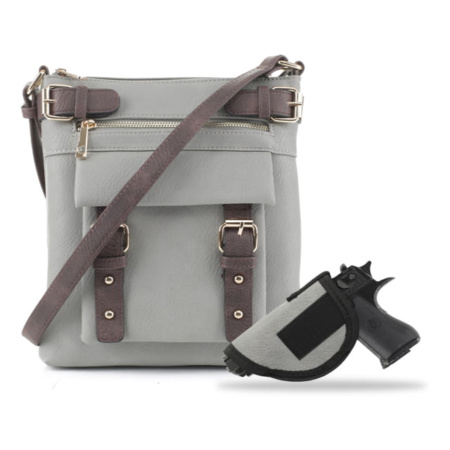 Jessie & James Hannah Concealed Carry Lock and Key Crossbody CCW Handbag Light Grey  LGY/CF - Jessie & James