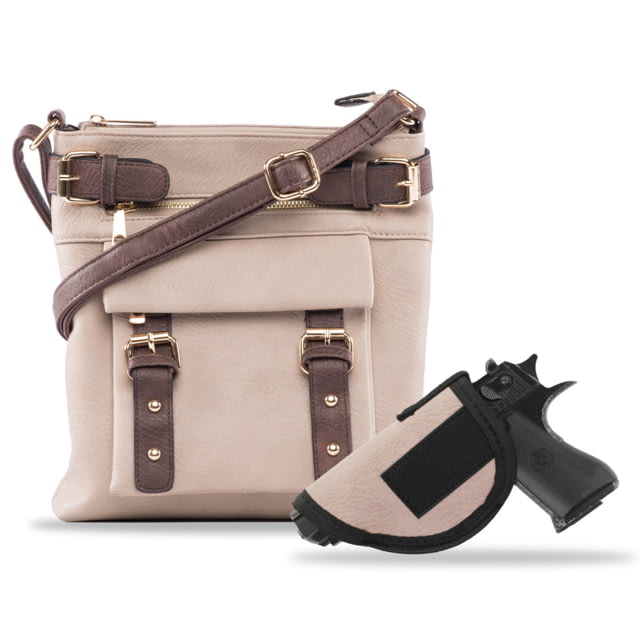 Jessie & James Hannah Concealed Carry Lock and Key Crossbody CCW Handbag Sand  SD/CF - Jessie & James
