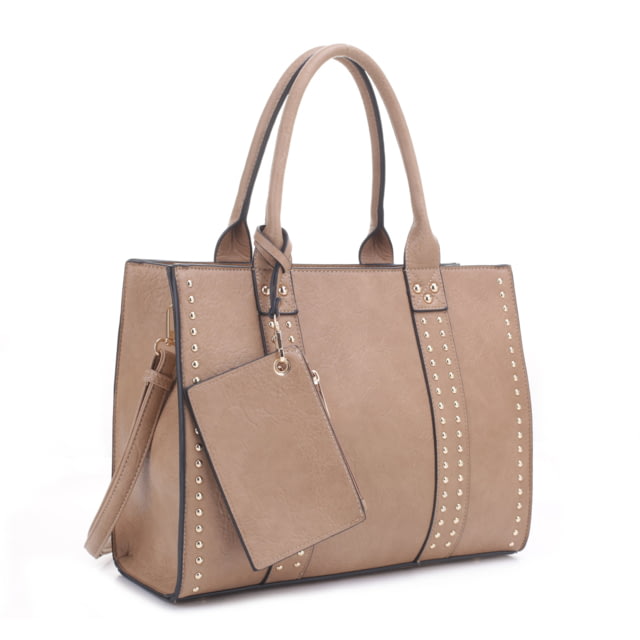 Jessie & James Kate Concealed Carry Lock and Key Satchel with Coin Pouch CCW Handbag Beige  BG - Jessie & James