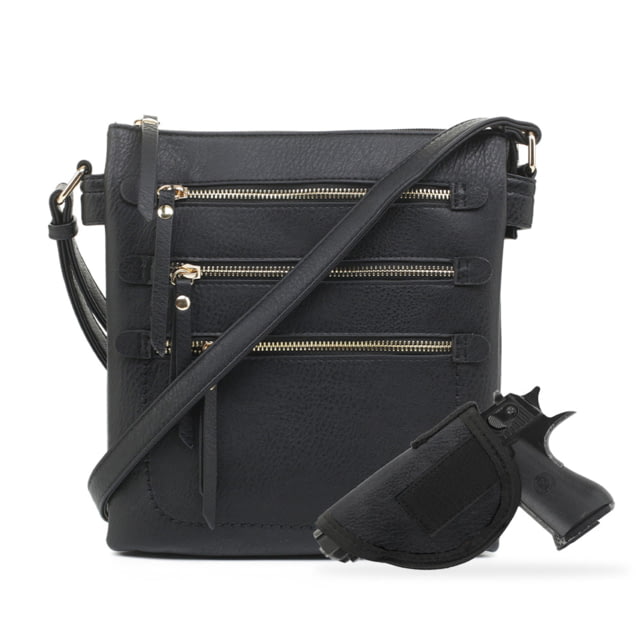 Jessie & James Piper Concealed Carry Lock and Key Crossbody CCW Handbag Black  BK - Jessie & James