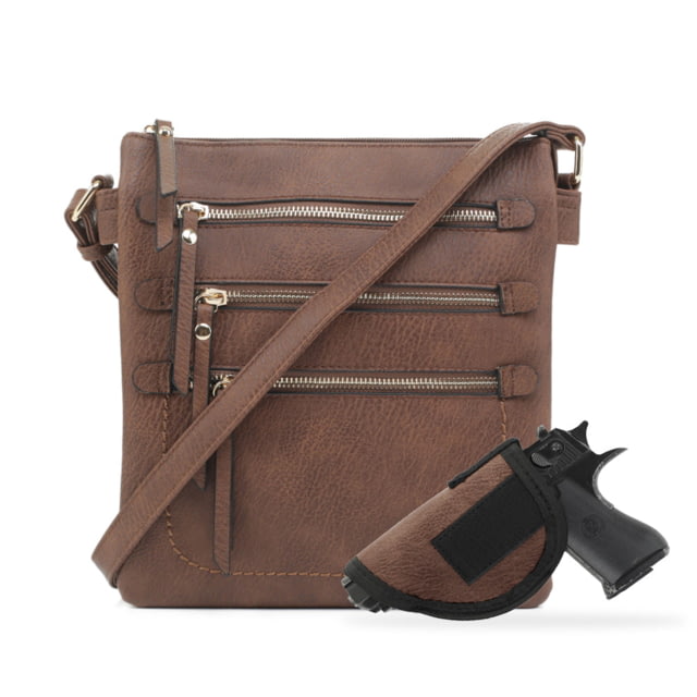 Jessie & James Piper Concealed Carry Lock and Key Crossbody CCW Handbag Brown  BR - Jessie & James