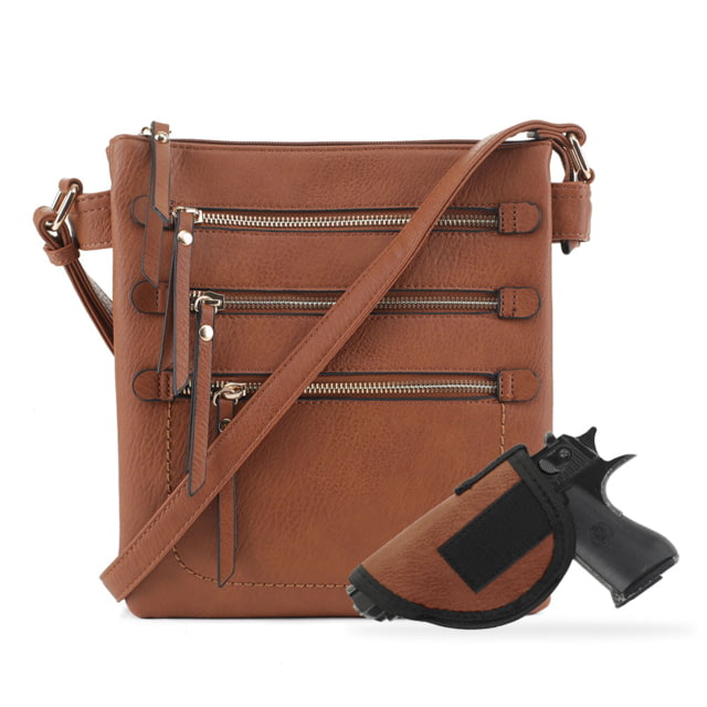 Jessie & James Piper Concealed Carry Lock and Key Crossbody CCW Handbag Cognac  CG - Jessie & James