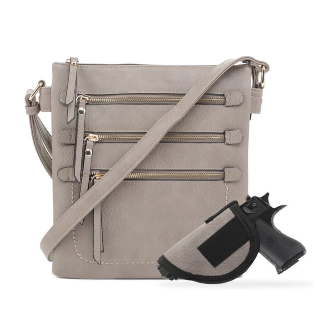 Jessie & James Piper Concealed Carry Lock and Key Crossbody CCW Handbag Grey  GY - Jessie & James