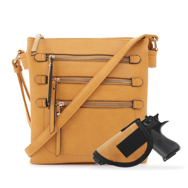 Jessie & James Piper Concealed Carry Lock and Key Crossbody CCW Handbag Mustard  MD - Jessie & James