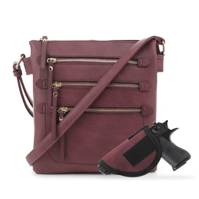 Jessie & James Piper Concealed Carry Lock and Key Crossbody CCW Handbag Wine WN - Jessie & James