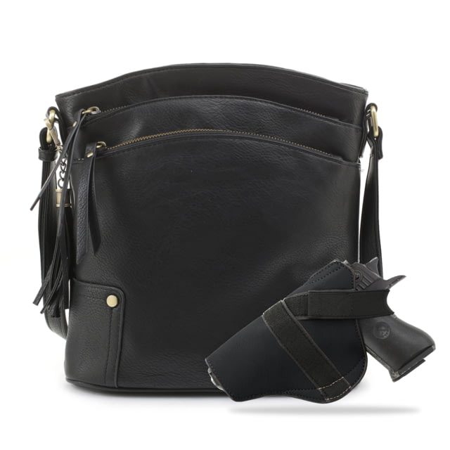 Jessie & James Robin Concealed Carry Lock and Key Crossbody CCW Handbag Black  BK - Jessie & James