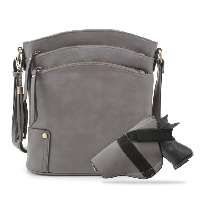 Jessie & James Robin Concealed Carry Lock and Key Crossbody CCW Handbag Grey  GY - Jessie & James