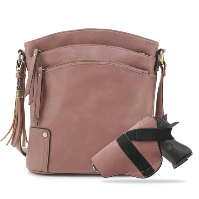 Jessie & James Robin Concealed Carry Lock and Key Crossbody CCW Handbag Mauve  MV - Jessie & James