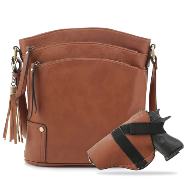 Jessie & James Robin Concealed Carry Lock and Key Crossbody CCW Handbag Tan  TN - Jessie & James