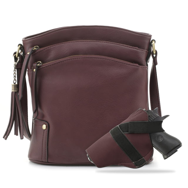 Jessie & James Robin Concealed Carry Lock and Key Crossbody CCW Handbag Wine  WN - Jessie & James