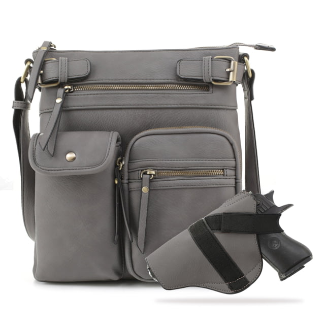 Jessie & James Shelby Concealed Carry Lock and Key Crossbody CCW Handbag Grey  GY - Jessie & James