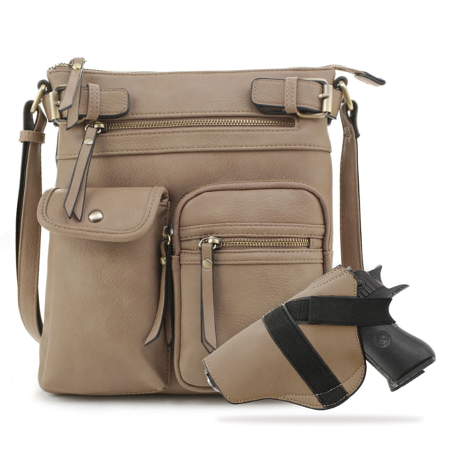 Jessie & James Shelby Concealed Carry Lock and Key Crossbody CCW Handbag Stone  ST - Jessie & James