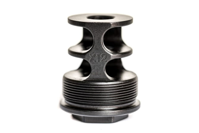 JMac Customs 2C 1/2-36 X12 2-Port Muzzle Brake with Alpha Suppressor Mount Black - Jmac Customs