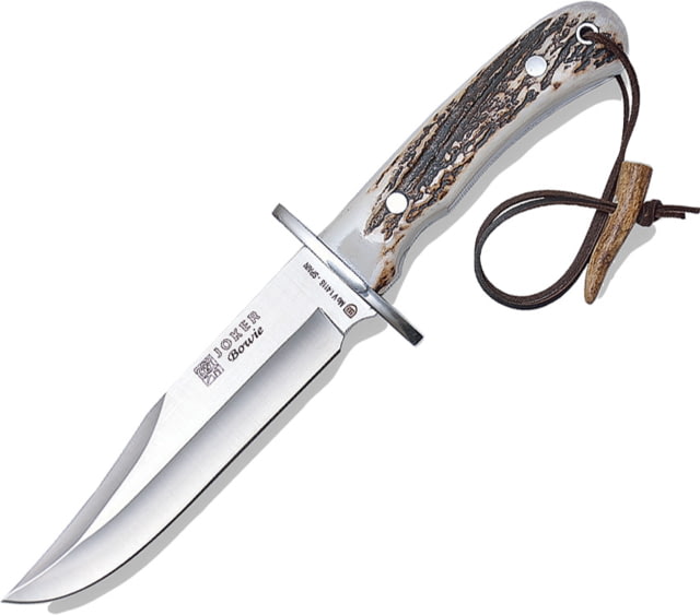 Joker Knives Bowie Stag Knife 6.25" satin finish 1.4116 stainless clip point bla Stag handle - Joker Knives