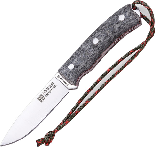 Joker Knives Bushcraft Fixed Blade Knife 4.25" satin finish Bohler N695 stainless blade Black canvas micarta handle - Joker Knives