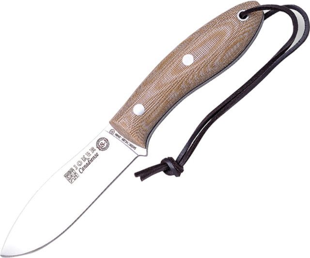 Joker Knives Canadian Fixed Blade Knife 4.25" satin finish 14C28N Sandvik stainless blade Natural canvas micarta handle - Joker Knives