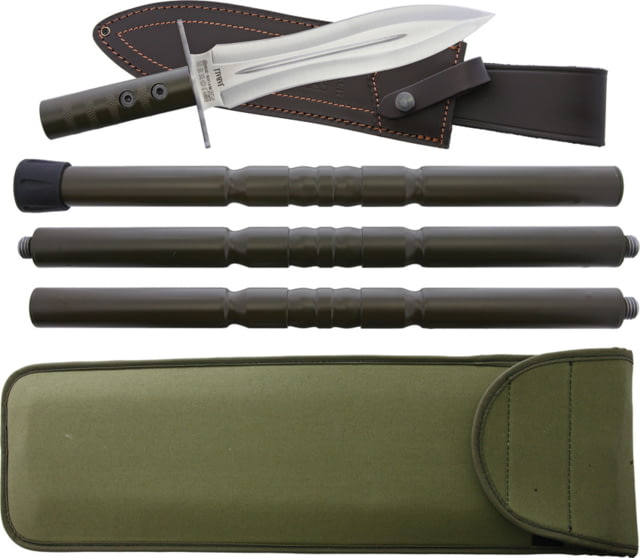 Joker Knives Jabali Fixed Blade/Lance Knife 9.75" satin finish double edge 1.4116 stainless bl OD green aluminum handle - Joker Knives