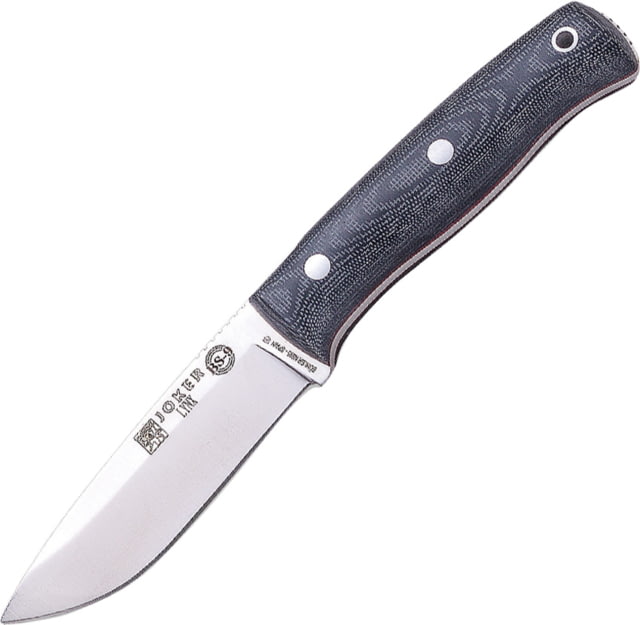 Joker Knives Lynx Fixed Blade Knife 4.25" satin finish Bohler N695 stainless blade Black canvas micarta handle - Joker Knives