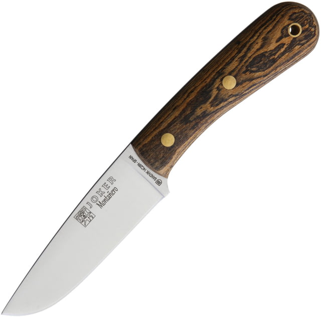 Joker Knives Montanero Fixed Blade Bocote Knife 4.5" satin finish 14C28N Sandvik stainless blade Bocote wood handle - Joker Knives