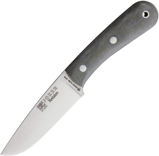 Joker Knives Montanero Fixed Blade Micarta Knife 4.5" satin finish 14C28N Sandvik stainless blade Green canvas micarta handle - Joker Knives