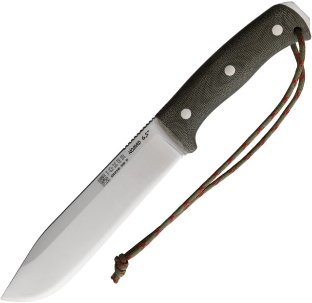 Joker Knives Nomad 6.5 Green Micarta Knife 11.5in Overall 6.75in Satin Bohler N695 Blade Green Canvas Micarta Handle Leather Sheath - Joker Knives