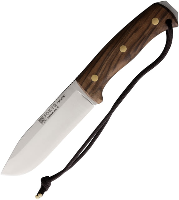 Joker Knives Nomad Fixed Blade Walnut Knife 10in Overall 5in Satin Bohler N695 Blade Walnut Handle Leather Sheath - Joker Knives