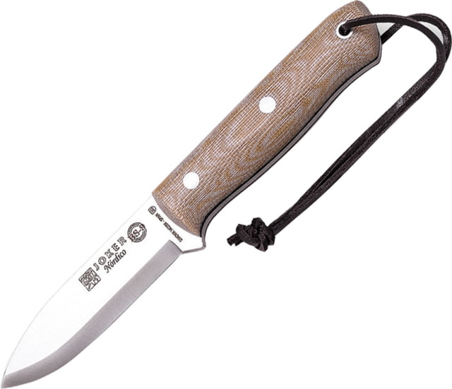 Joker Knives Nordic Fixed Blade Knife 4" satin finish 14C28N Sandvik stainless blade Tan micarta handle - Joker Knives