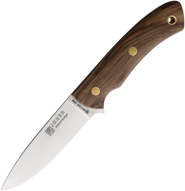 Joker Knives Pantera Outdoor Fixed Blade Knife 8.5in Overall 4in Satin 1.4116 Blade Walnut Handle Leather Sheath - Joker Knives
