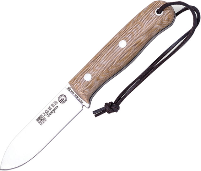 Joker Knives Trapper Fixed Blade Knife 4" satin finish 14C28N Sandvik stainless blade Natural canvas micarta handle - Joker Knives