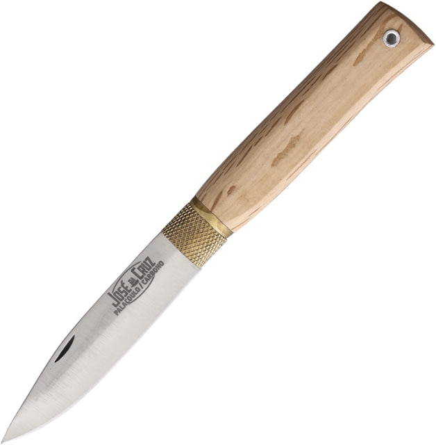 Jose da Cruz Cutelaria Medium Oak Folding Knife 3.75in Closed 2.75in Satin Stainless Drop Point Blade Oak Handle - Jose Da Cruz Cutelaria