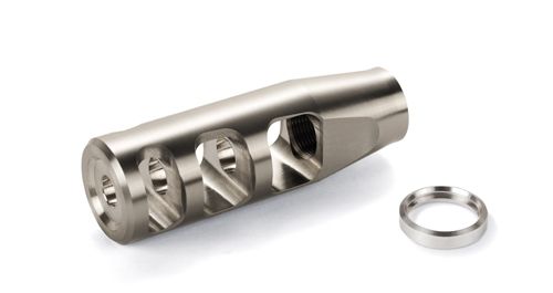 JP Enterprises 3-Port Compensator 5/8-24 TPI .750 OD .350 Exit Polished Titanium Silver - Jp Enterprises