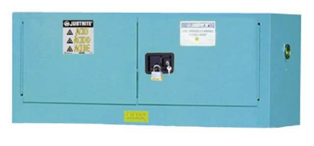 Justrite Piggyback Corrosives/Acids Safety Cabinet 12 Gallon 2 Manual-Close Doors Blue