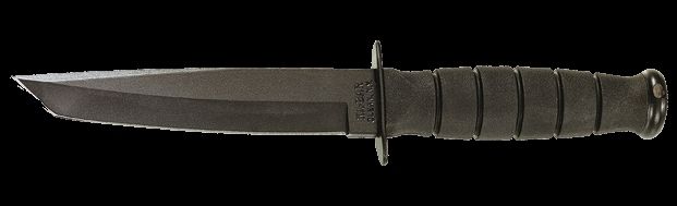 KA-BAR Knives Short Fixed Blade Knife 5.25in 1095 Cro-Van Tanto Fixed Blade Black Kraton G Handle Black
