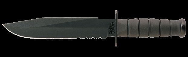 KA-BAR Knives Fighter Fixed Blade w/Black Leather and Cordura Sheath 8in Cro-Van 1095 Steel Serrated Kraton G Handle K