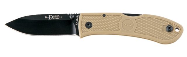 KA-BAR Knives Bob Dozier Hunter Folding Knife 3in Black Blade Coyote Brown Handle KB
