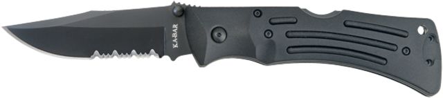 KA-BAR Knives Mule Folding Serrated Knife w/ Polyester Sheath Black Clampack 4-0 - Ka-Bar Knives