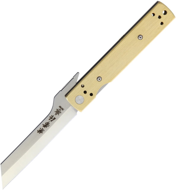 Kanetsune Brushed Brass Linerlock Folding Knife 2.5" satin finish stainless blade Brushed brass handle - Kanetsune