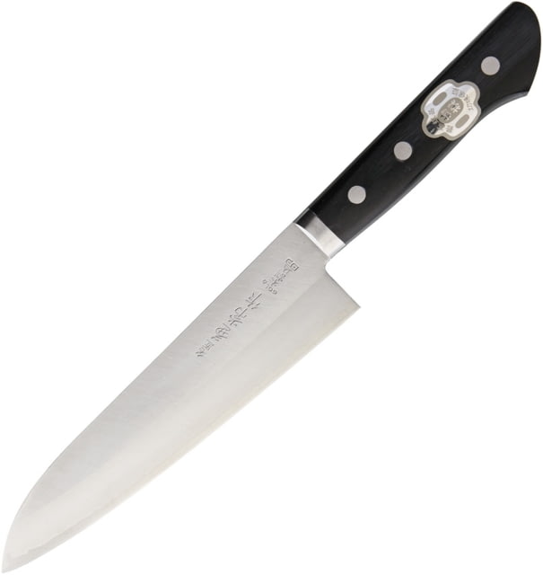 Kanetsune Kengata Kitchen Knives Meisho Series 11.88in Overall 7in Vg-10 SS Blade Black Smooth Wood Handle SS Bolster Sanmai 3 Layer Construction Hrc - Kanetsune