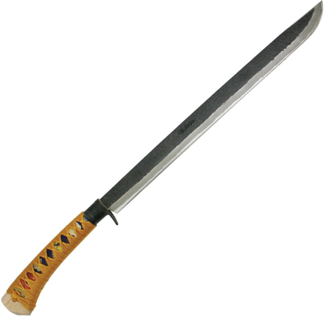 Kanetsune Kinka Fixed Blade Knife 17.75" white steel blade Yellow cord-wrapped oak handle - Kanetsune