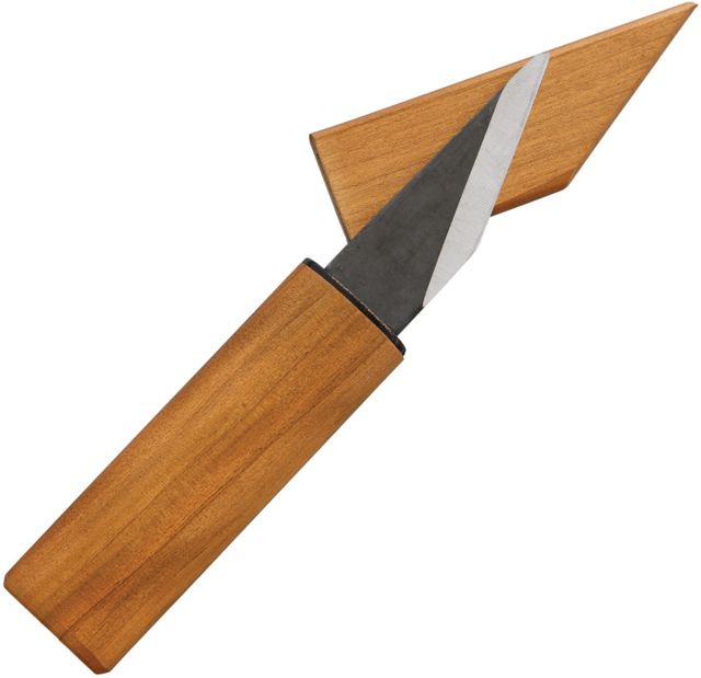 Kanetsune Kiridashi Knife Fixed Blade Knife 2.75in Carbon Steel Cherry Wood Handle - Kanetsune