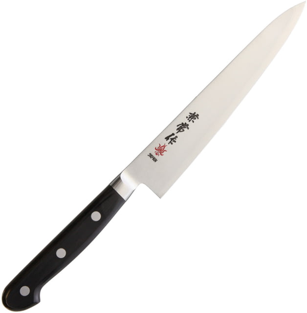Kanetsune Petty Knife 6" blue steel blade Black smooth wood handle - Kanetsune