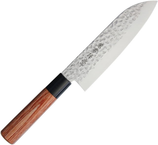 Kanetsune Santoku 165mm Kitchen Knives 11.75in Overall 6.75in Hammered Finish Dsr-1K6 Hc SS Blade Wood Handle Plastic Guard - Kanetsune