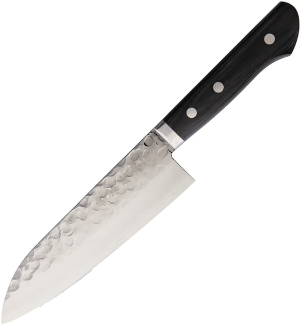 Kanetsune Santoku Kitchen Knives Tsuchime Vg-1 Series 11.25in Overall 6.5in Mirror Polished Vg-1 SS Blade Black Smooth Wood Handle SS Bolster Hrc - Kanetsune